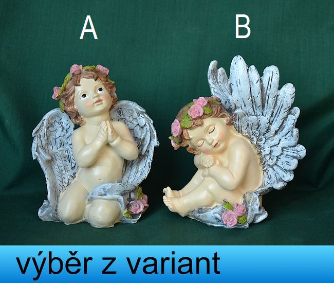 Anděl s šedými křídly - výška 12 a 13cm