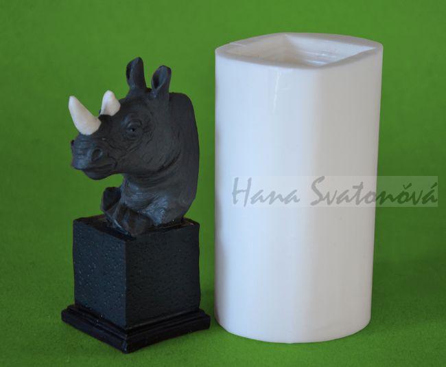 Hlava nosorožce na podstavci - výška 12cm