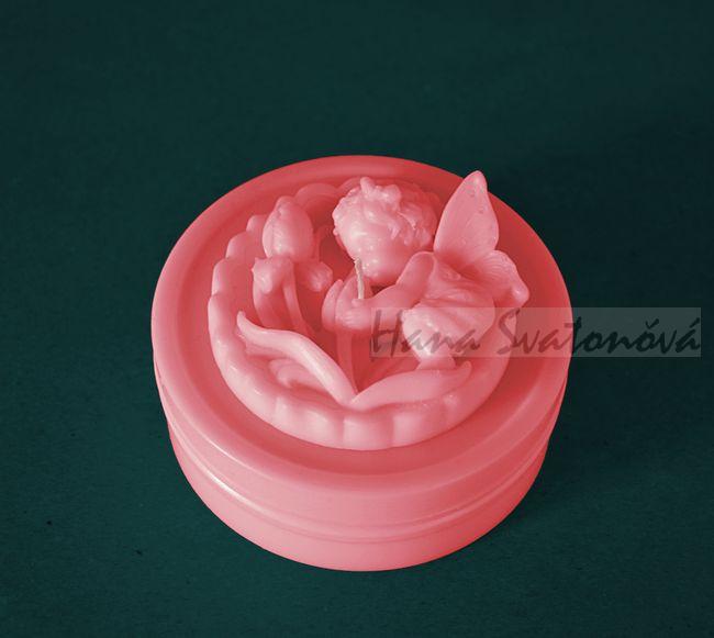 Andílek s tulipánem válec - průměr 10cm