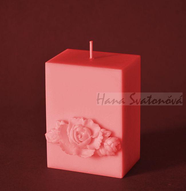 Růže s poupětem hranol - výška 8,5cm