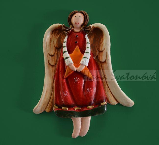 Relief Andělíček s hvězdou - vel 10,5cm