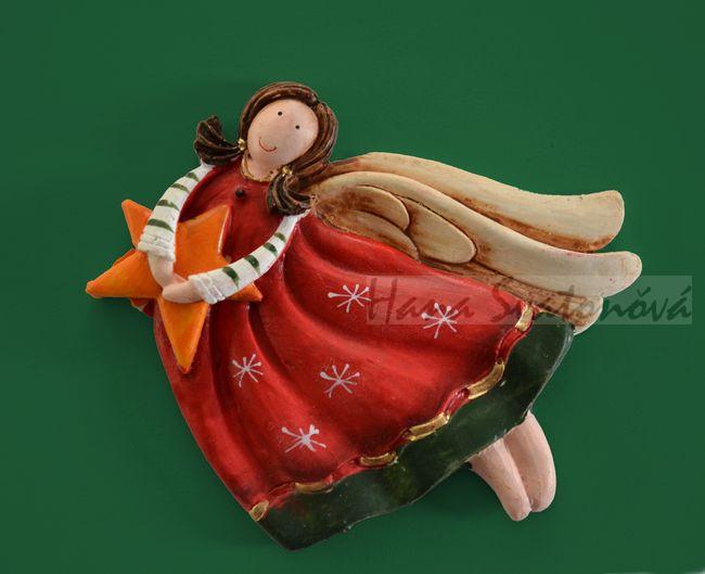 Relief Andělíček letící s hvězdou - vel 8cm