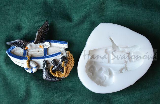 Relief Loďka s kotvou - vel. 7 cm
