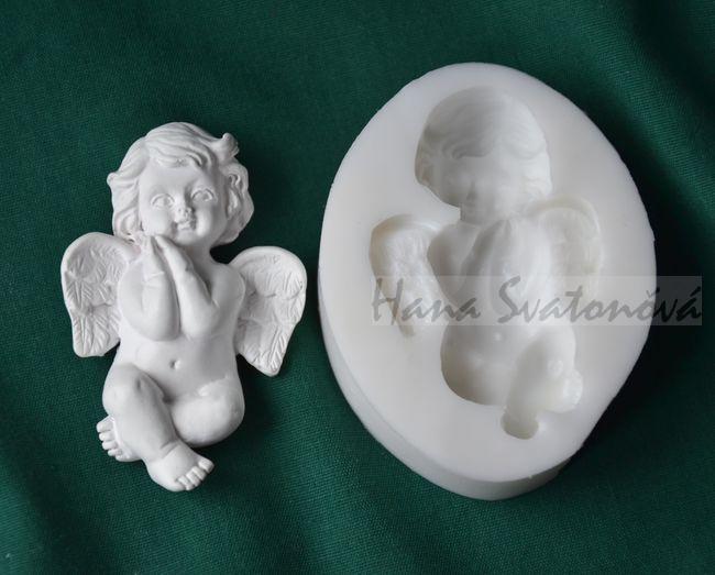 Relief Andílek s podepřenou hlavou - vel. 4x6,5cm