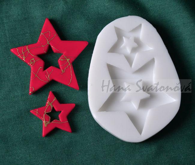 Relief 2 červené hvězdy - vel. 2,7a4,6cm