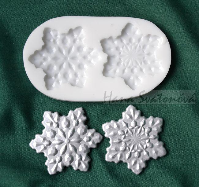 Relierf Sněhové vločky dekor 2ks - vel. 5,3cm