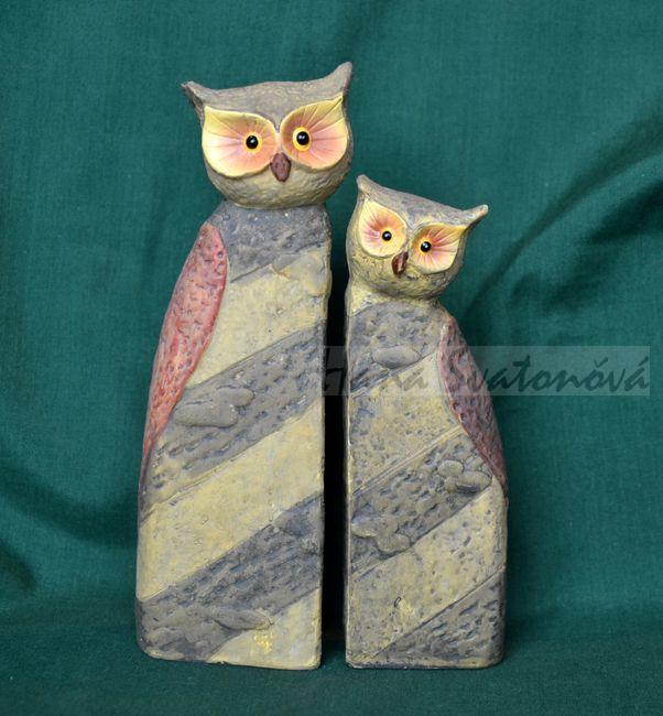 2 sovy - výška 12,5 a 15,5cm