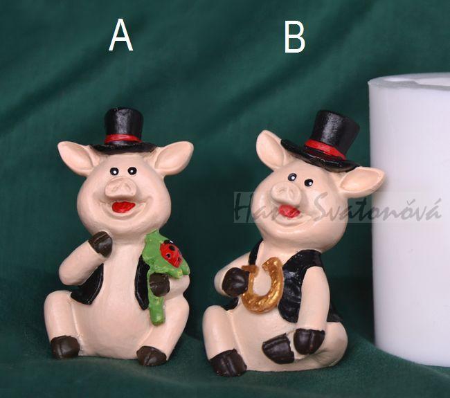 Prasátko v klobouku - výška 6,5cm