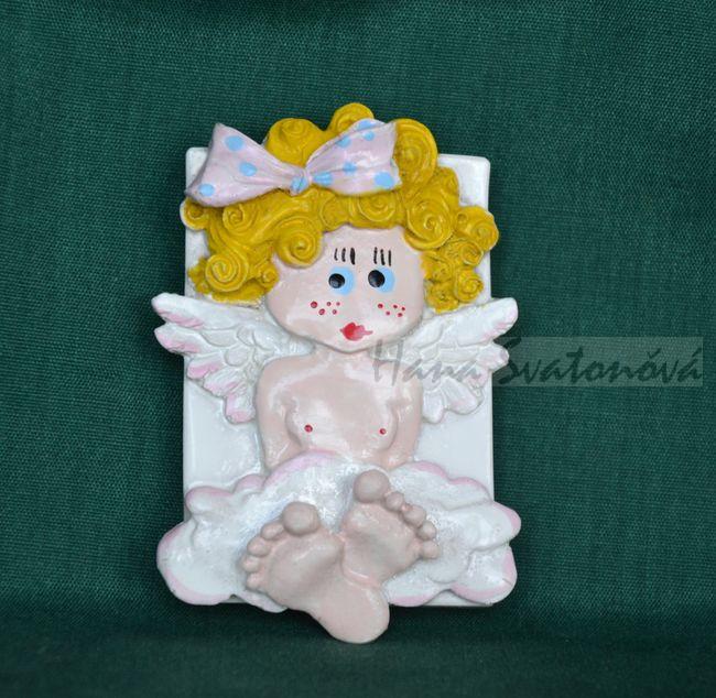 Relief Andělka s mašlí - vel. 5x7cm