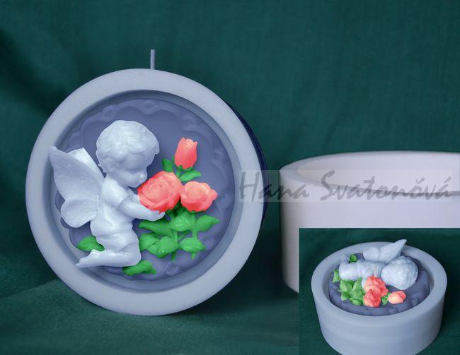 Andílek s růžemi, Disk s otvorem - průměr 10cm