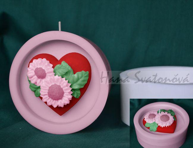 Srdce, 2 Slunečnice, Disk s otvorem - průměr 10cm