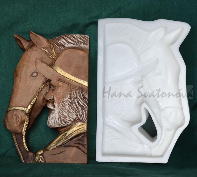 Relierf Hlava koně s kovbojem 9,5x15,5cm