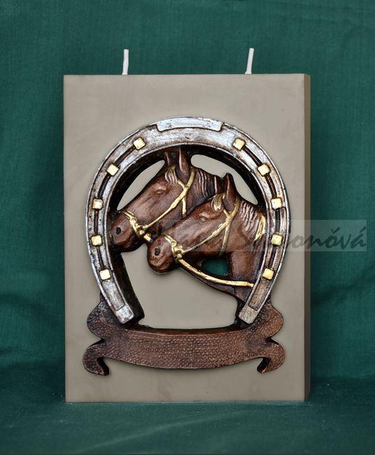 2 koně v podkově (Kvádr) - 11,5x16cm