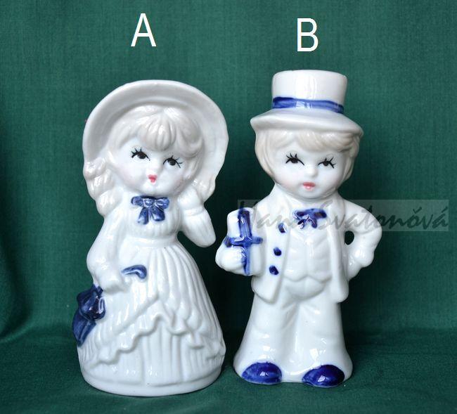 Panenka a panáček z porcelánu - výška 13cm