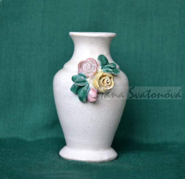 Vázička s růžemi, výška8,2cm