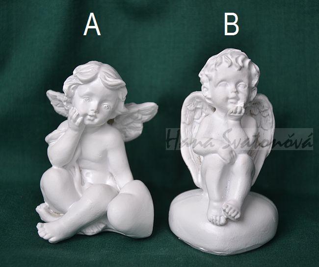 Andělíčci a srdíčko - výška 7 a 8cm