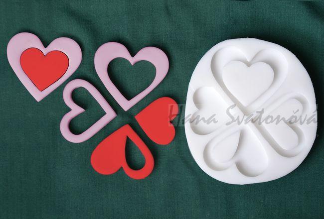 Relief srdíčka s otvorem, šířka 3 a 4, a 4,8cm