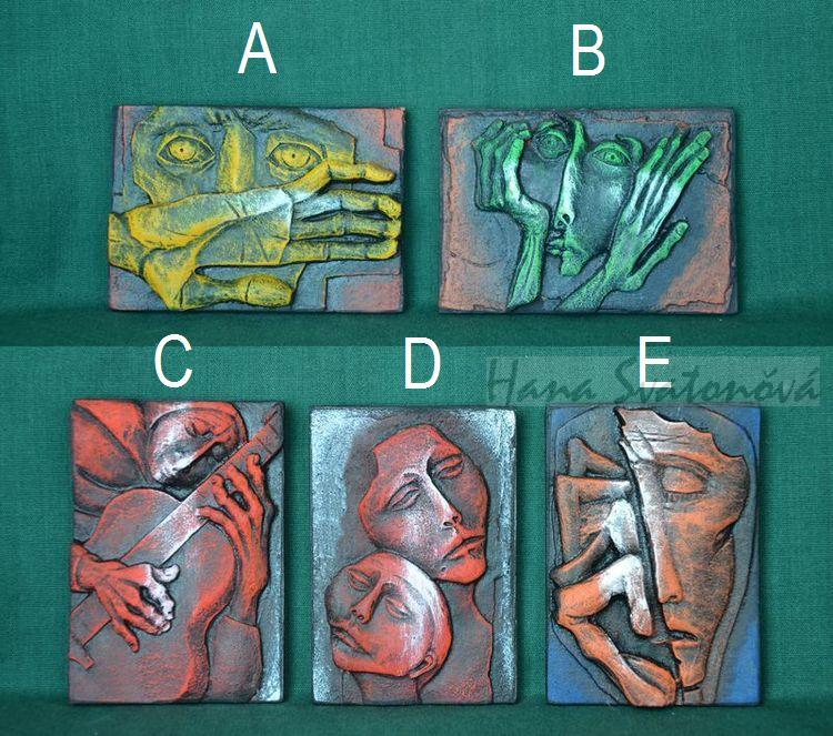 Relief Tvář - abstrakce, vel 7,3x5cm