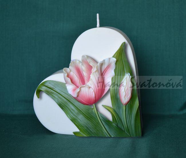 Tulipány - Srdce, velikost 13x12x5cm