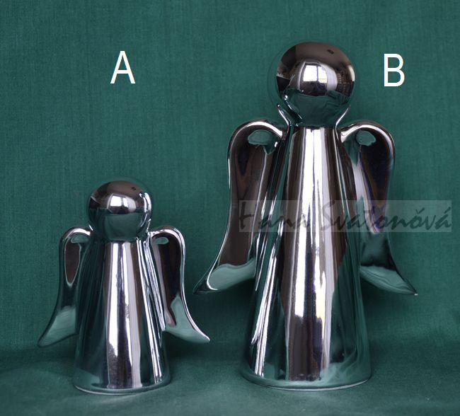 Andělíček široký stříbrný - výška 9,5 a 16,5cm
