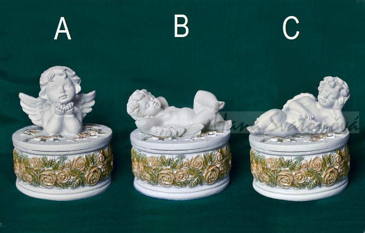 Kazeta s andělíčkem - průměr 6,5cm