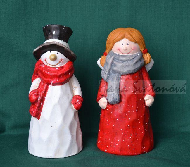 Sněhulák/Andělka s šálou výška 15,5cm