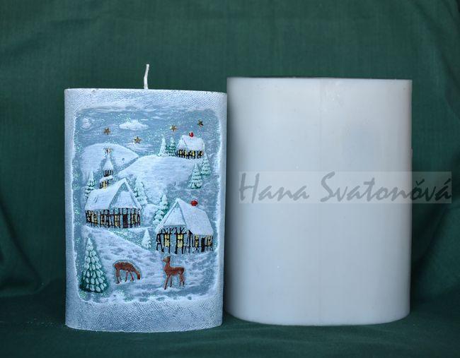Zimní motiv ovál, výška 13,5cm
