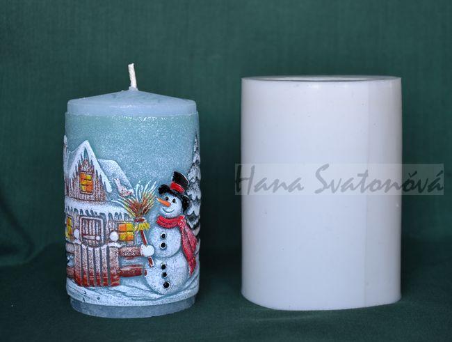 Zimní motiv válec, výška 9,5cm