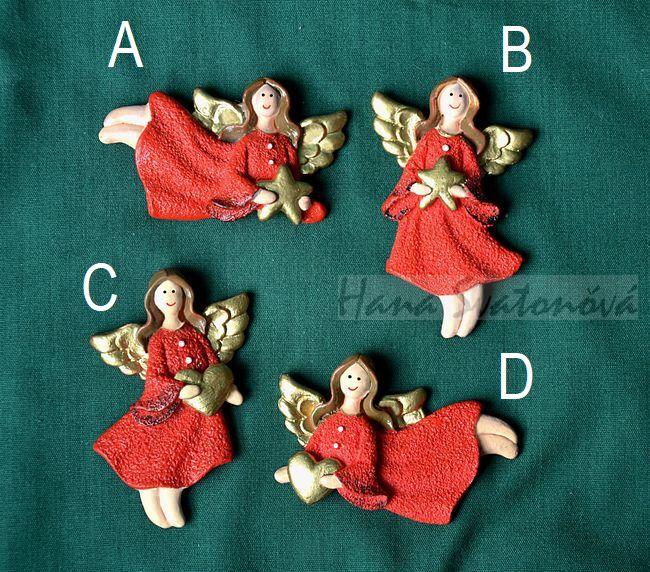 Relief Andelíček červený s hvězdičkou - vel 6,5cm