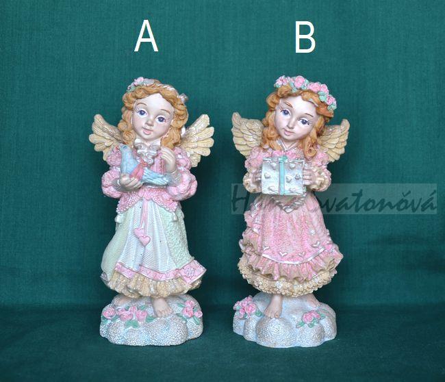 Andělka romantik s holubicí - výška 14,5cm