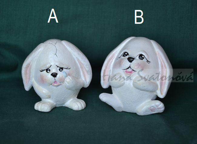 Zajíc bílý kulatý - výška 7cm