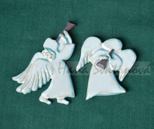 Relief 2 Andělíčci s trumpetou stojící - vel. 6 a 4cm