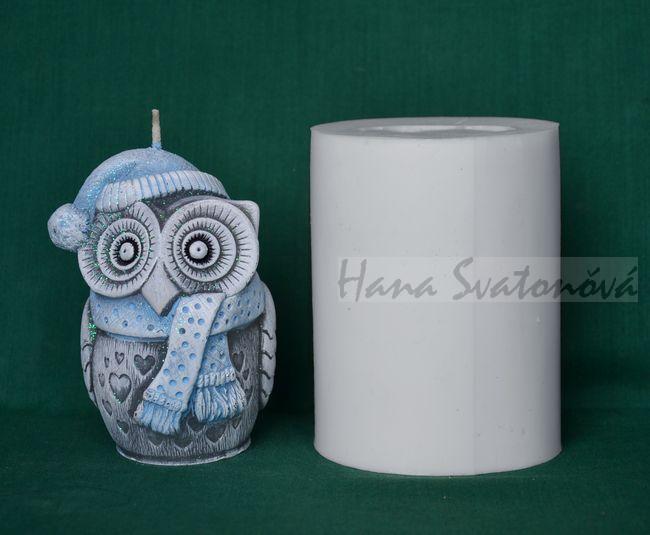Sova v kulichu - výška 10cm