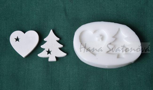 Relief Srdíčko a stromeček - vel.2,5 a 3cm