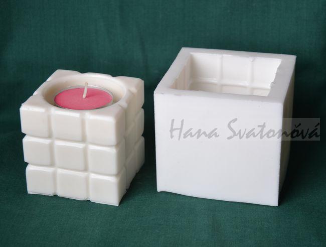 Forma svícen KOSTKA, na MALOU čajovou svíčku 6x6x6cm