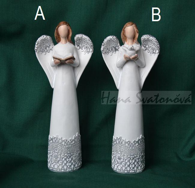 Anděl s krajkou - výška 20cm