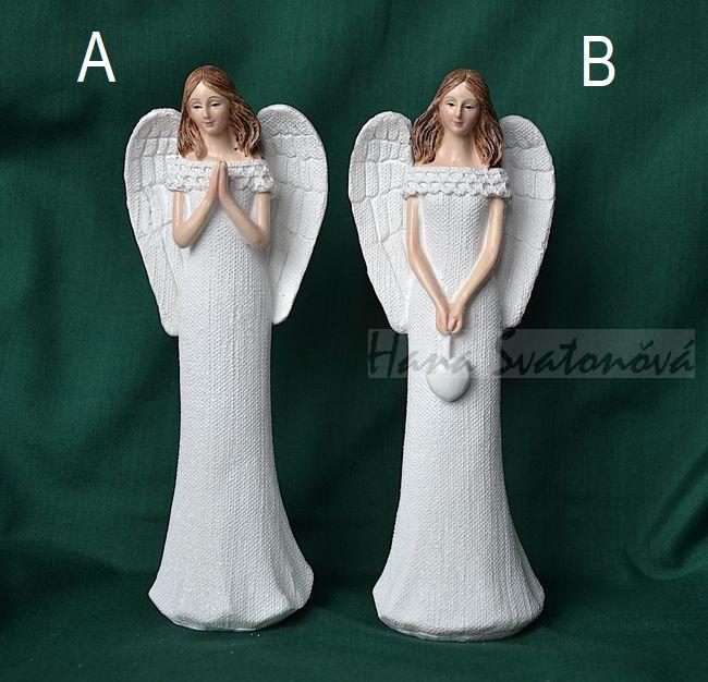 Anděl Juta s krajkou modlící - výška 20cm