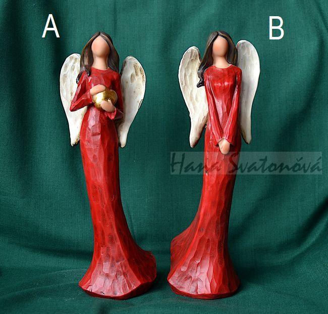 Anděl červený - výška 21cm