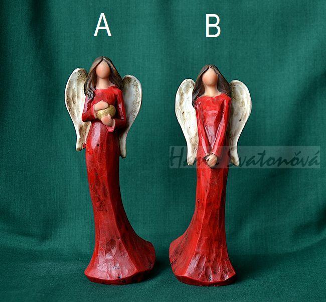 Anděl červený - výška 15cm