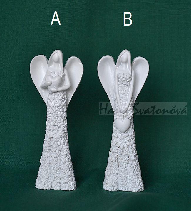 Andělíček v kvítečkových šatech - výška 10cm