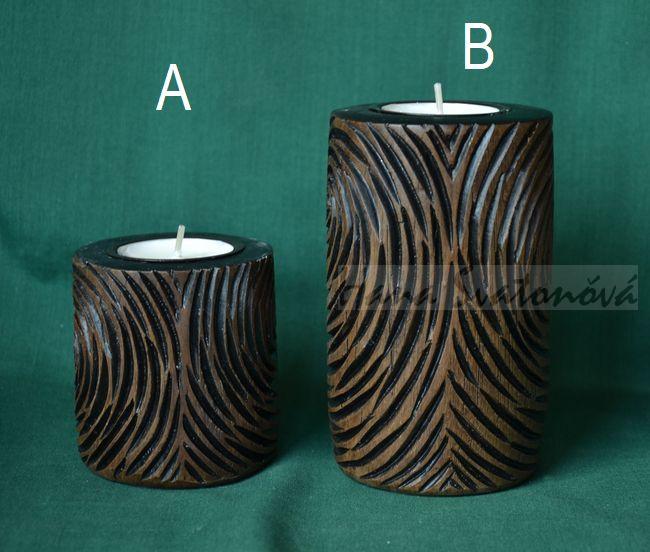 Forma svícen dekoér Dřevo, na MALOU čajovou svíčku výška 12cm