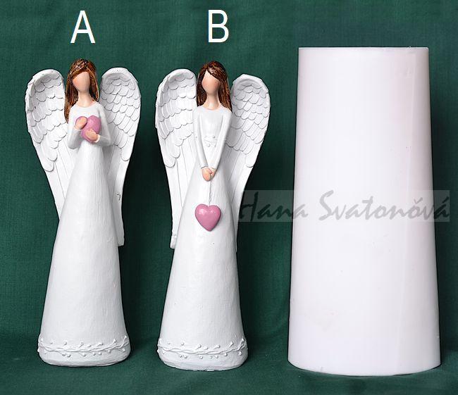 Andělka s růžovým srdíčkem - výška 19,5cm