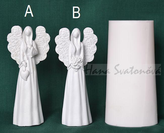 Anděl s rastrovými křídly a s kytici - výška 10,5cm