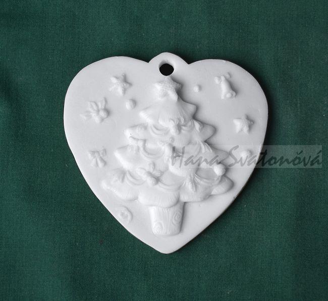 Relief srdce závěs, Vánoční stromeček 1 - 8,5x8,5cm