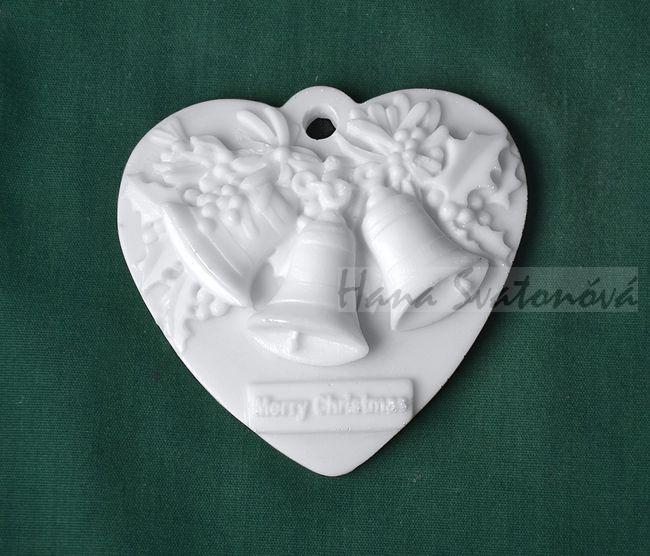 Relief srdce závěs, Zvonečky - 8,5x8,5cm