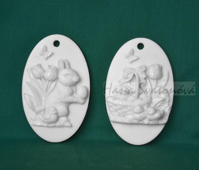 Relief Ovál závěs - Zajíc, vel 5,3x8,2cm