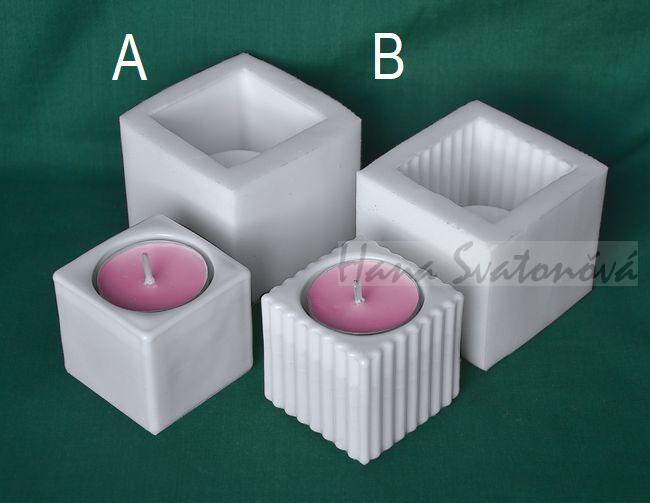 Forma svícen KOSTIČKA hladká, na MALOU čajovou svíčku 5x5x5cm