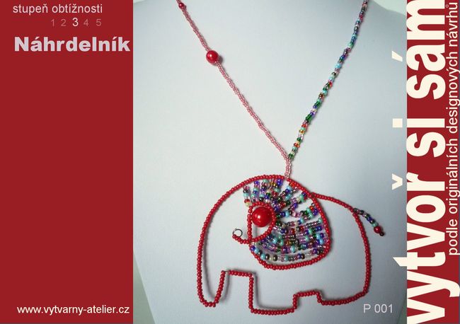 Náhrdelník Slon s červeným okem