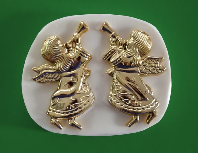 Relief - 2 andělíčci s trumpetou, vel 8cm