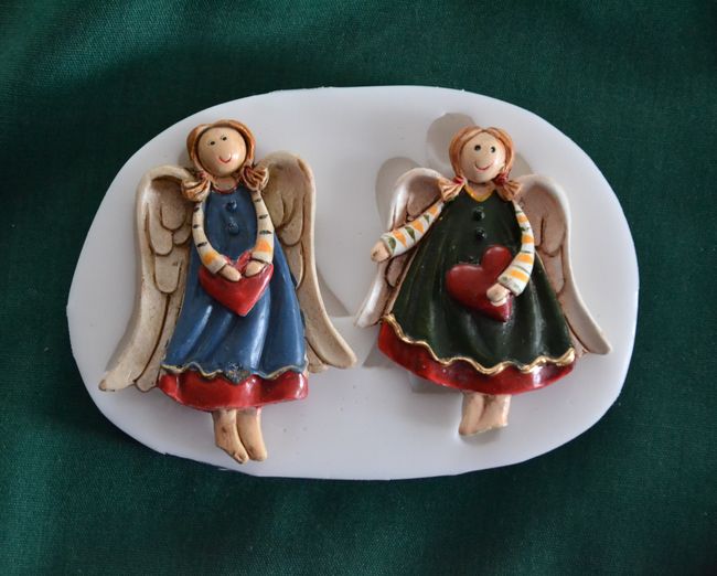 Relief 2 Andělíčci se srdíčkem - vel 5,5cm
